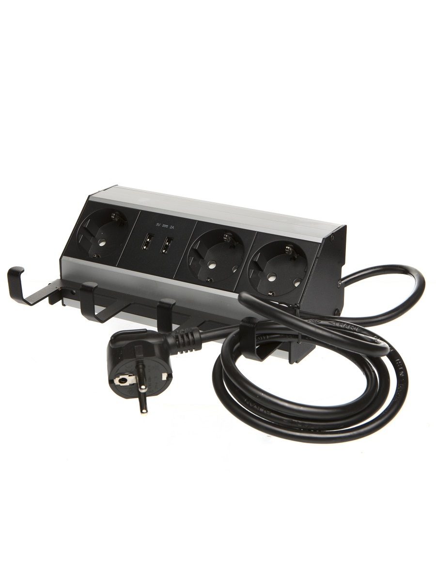 Блок электрических розеток Aspect 12109 HG Silver/Black NAVAKO  - Вид №1