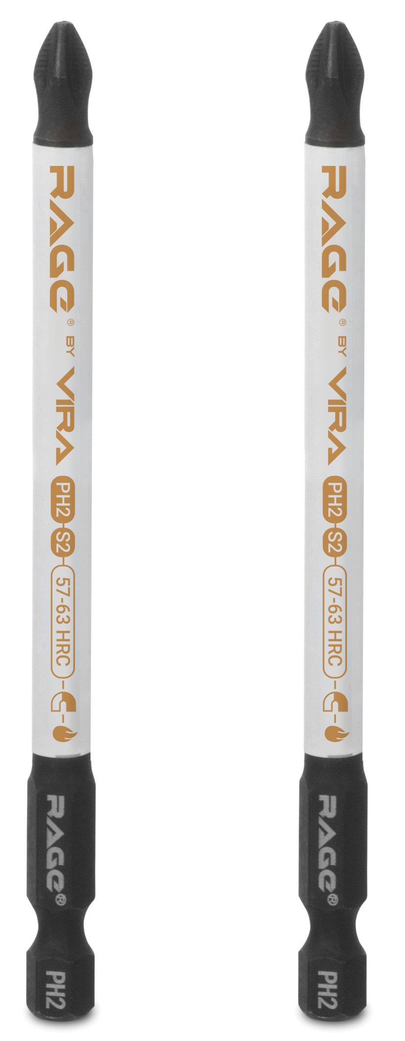 Магнитная бита Vira Rage PH2 100 мм для точного монтажа, 2 шт 86390070 STLM-0068436