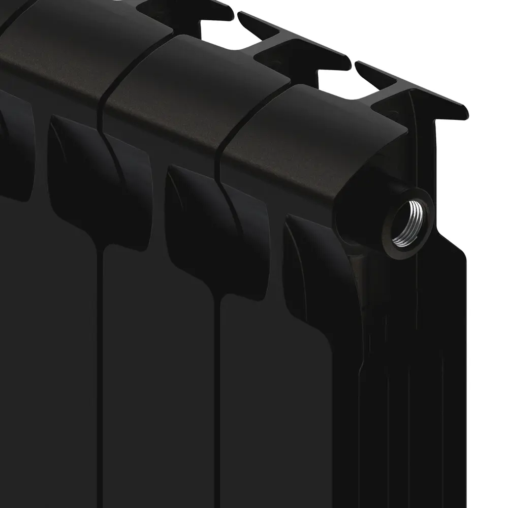 Радиатор секционный Rifar Monolit M50010RAL9005 500/100 10 секций боковое подключение биметалл черный STLM-2185936 - Вид №3