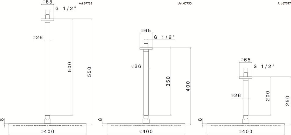 newform Потолочная лейка душа с кронштейном Head showers 67747 - Вид №1