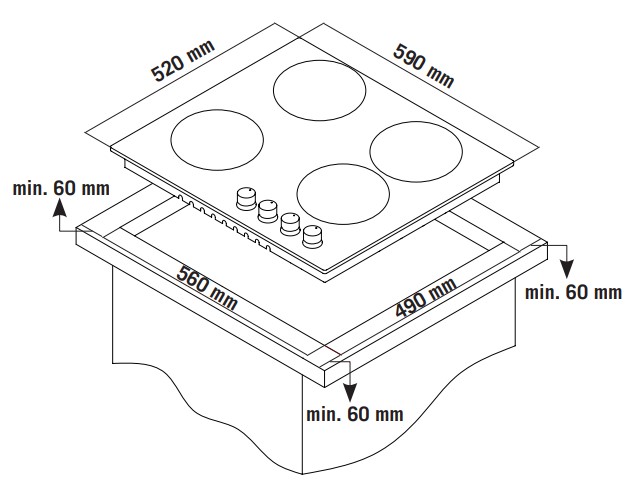 9225926 Газовая варочная поверхность Simfer H60Q40M470 STDN-0019978 - Вид №6