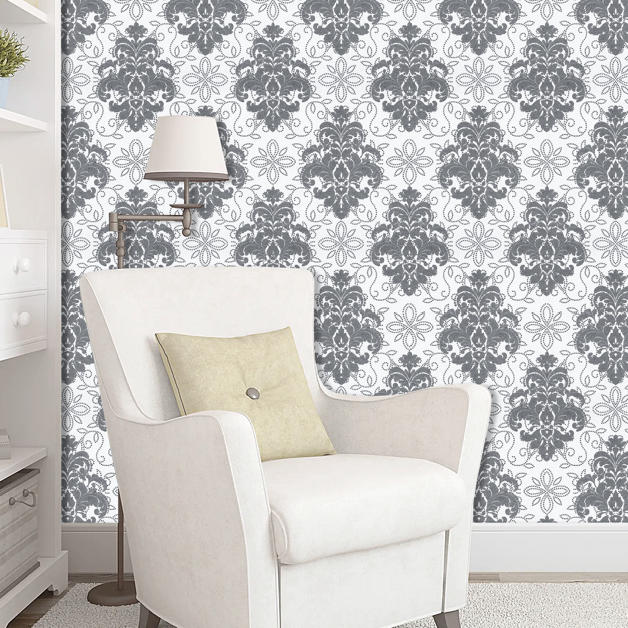 82399701 Обои флизелиновые серые 1.06 м 1116-22 Вензель Santreyd  - Вид №2