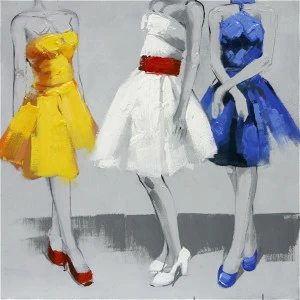 Картина на холсте 100х100 см "Три дамы" EVENHOME КАРТИНЫ МАСЛОМ 129854 Белый;желтый;синий;разноцветный