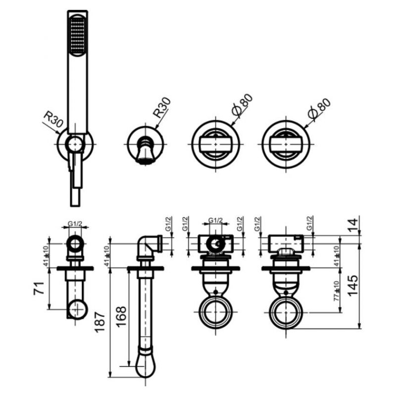 OA860312010 Смеситель для ванны с душем Webert Opera - Вид №1
