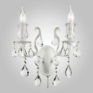 Бра хрустальное на 2 лампы белое Blossom 10077/2 глянцевый EUROSVET СВЕЧА 00-3931254 Белый;прозрачный