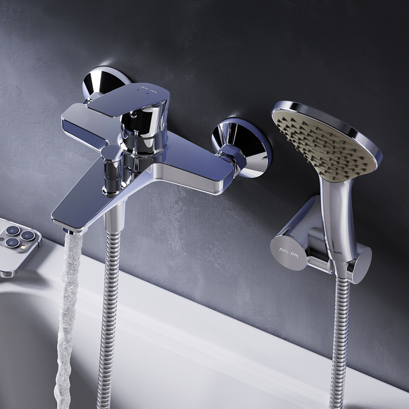 F90A15000 смеситель д/ванны/душа душ.набор хром шт. AM.PM Gem - Вид №1