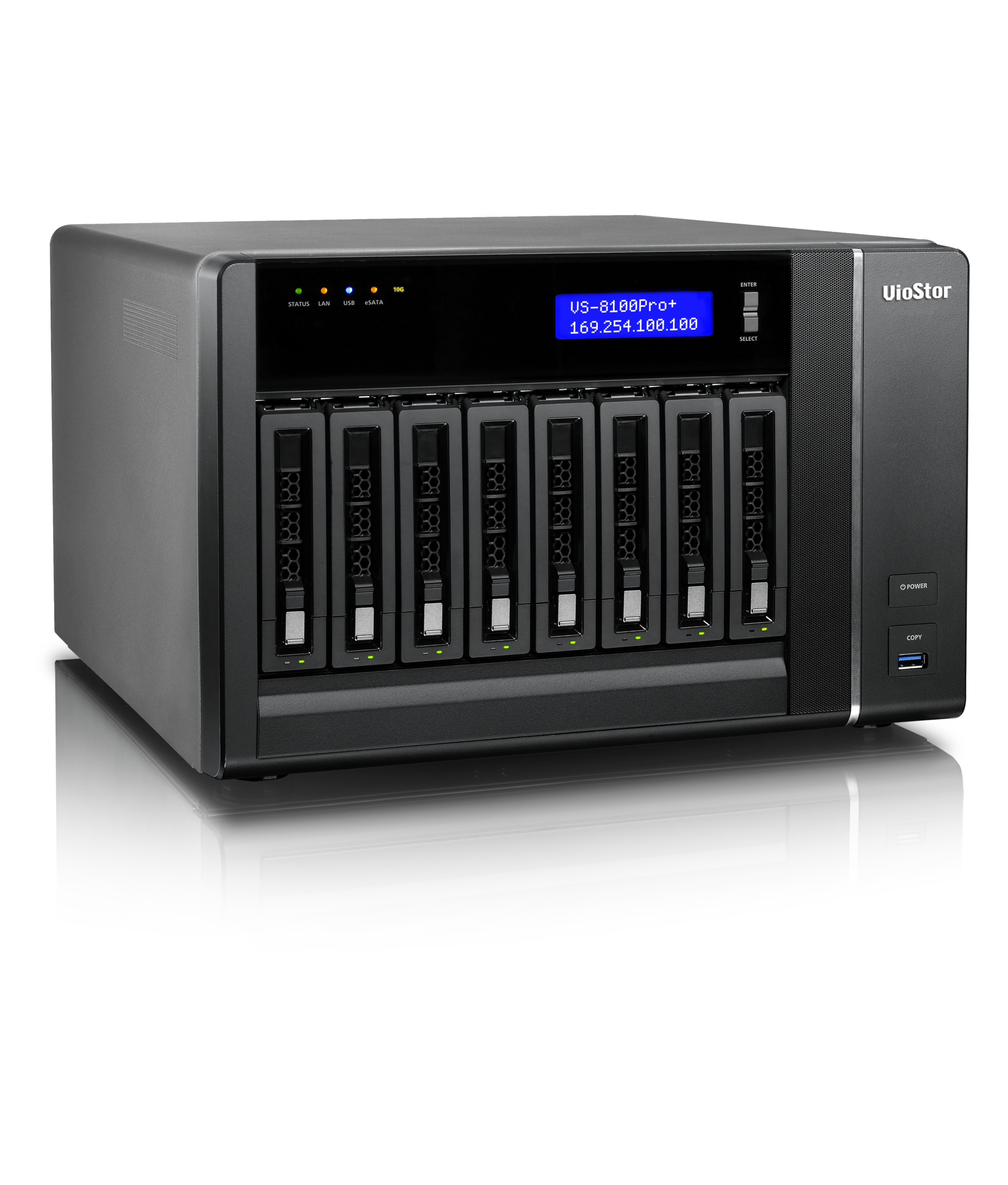 VS-8124 Pro+ Smb nvr, 24 channels, 8-tray w/o hdd, local monitoring. intel core i3 3,3 ghz QNAP Santreyd  - Вид №2