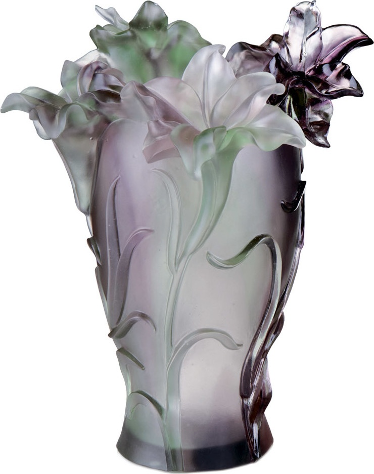 10551542 Cristal de Paris Ваза  Cristal de Paris "Лилия" 60см (пурпурная) Хрусталь