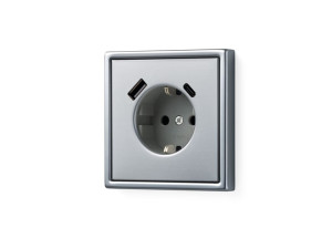 Алюминиевая электрическая розетка schuko с USB