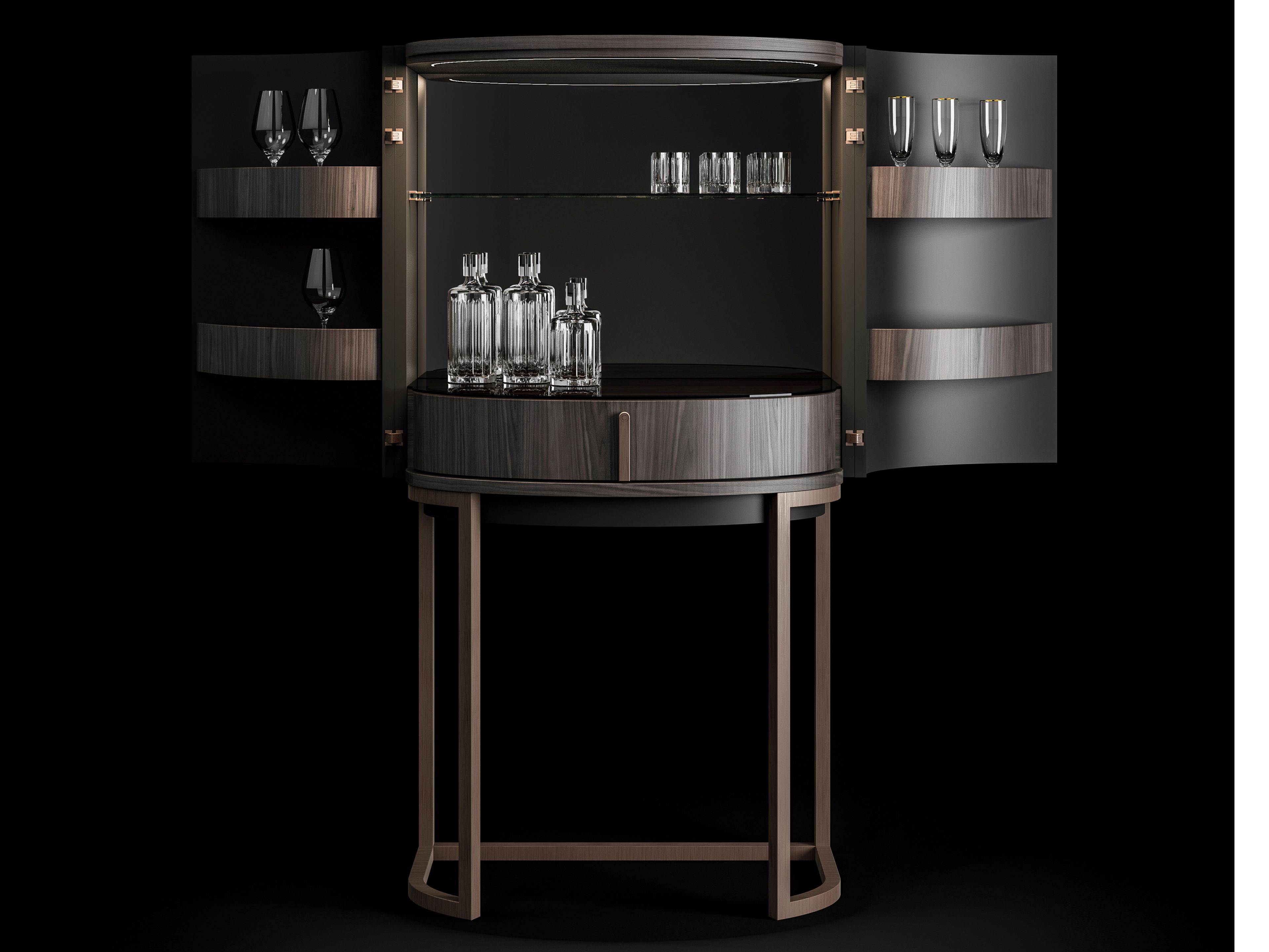 Деревянный и металлический барный шкаф с подносом CPRN HOMOOD Dragonfly ARCH-00125222 - Вид №2