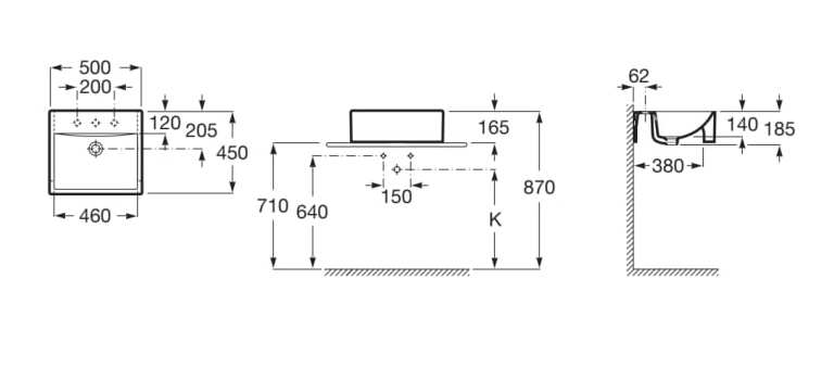 Прямоугольная фарфоровая раковина с переливом Roca DIVERTA 32711S..0 ARCH-00058863 - Вид №2