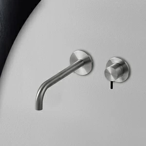 Смеситель для раковины сталь матовая с черной ручкой Toki Radomonte TKI19SCIL22