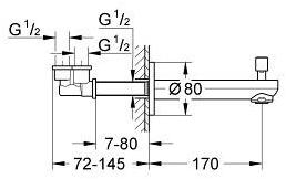 Излив для ванны GROHE Eurosmart Cosmopolitan, настенный с переключателем ванна/душ, хром (13262000) - Вид №1