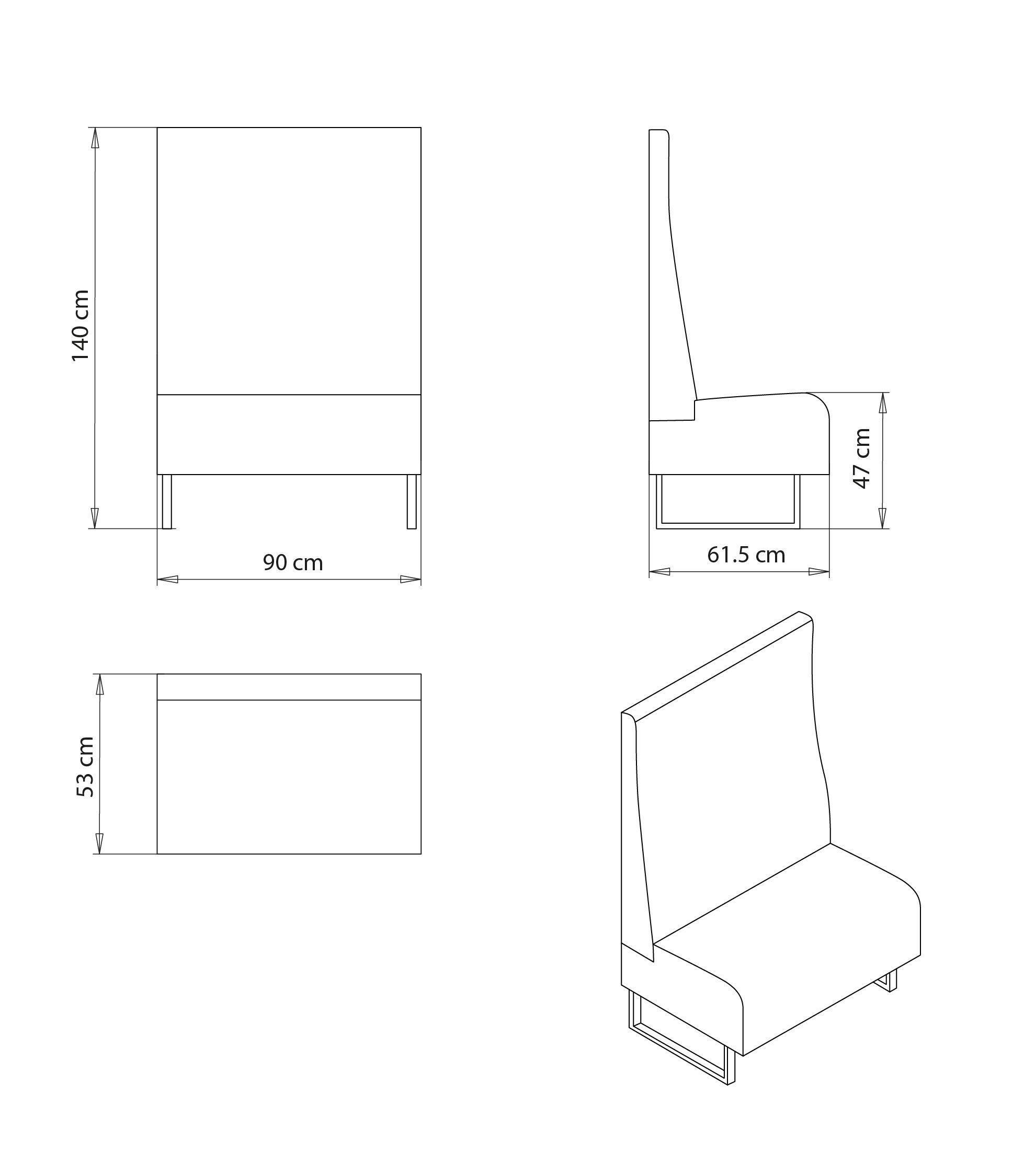 Линейный модуль ткани с высокой спинкой Et al ARCH-00117989 - Вид №3