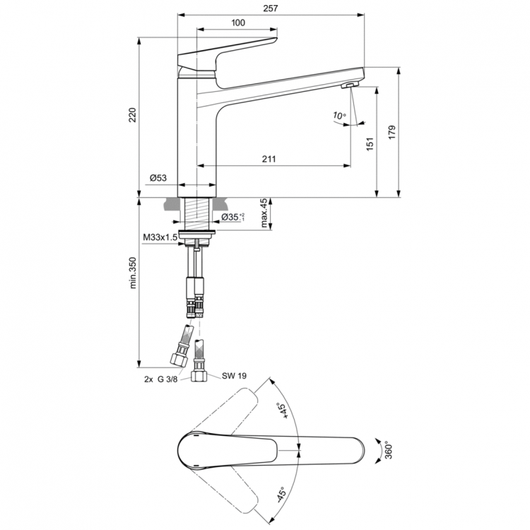 B0952AA Смеситель для кухонной мойки Ideal Standard CERAPLAN III  - Вид №1