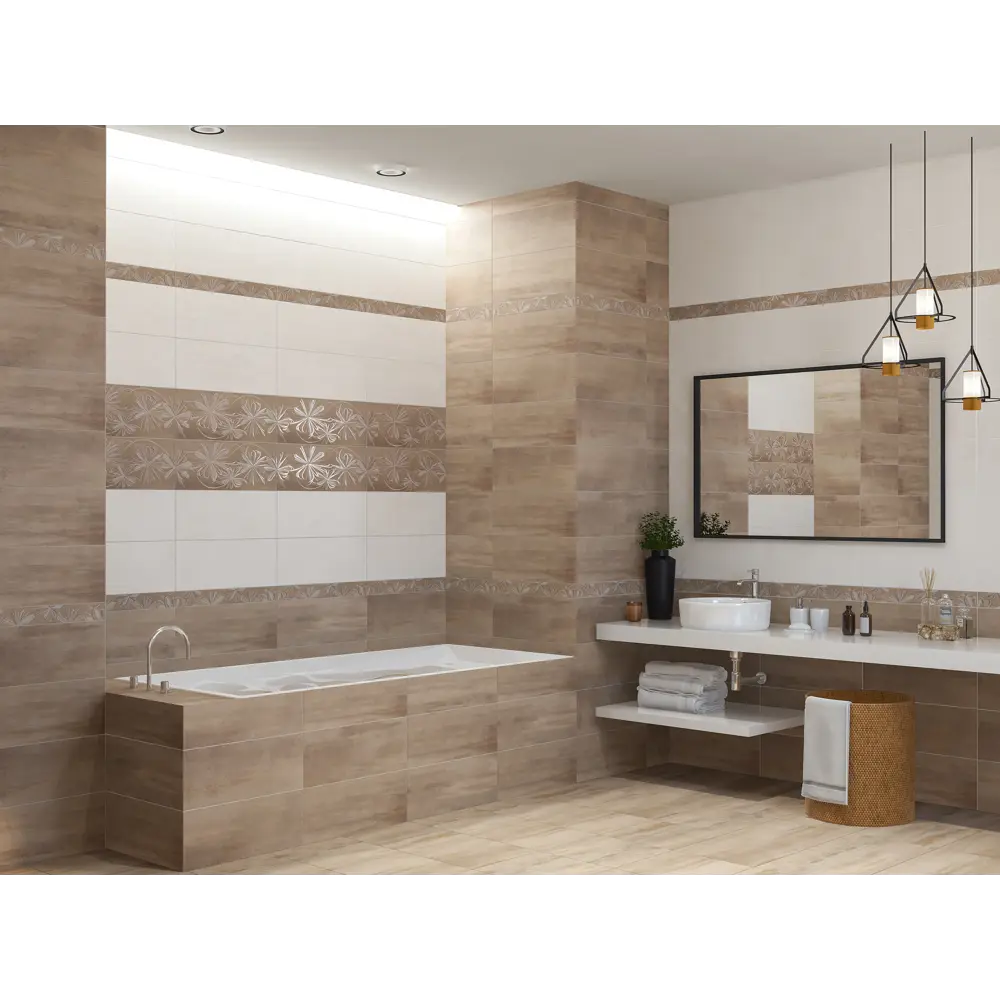 Бордюр настенный Azori Sonnet Beige Flower 6.2x50.5 см матовый цвет бежевый STLM-2009232