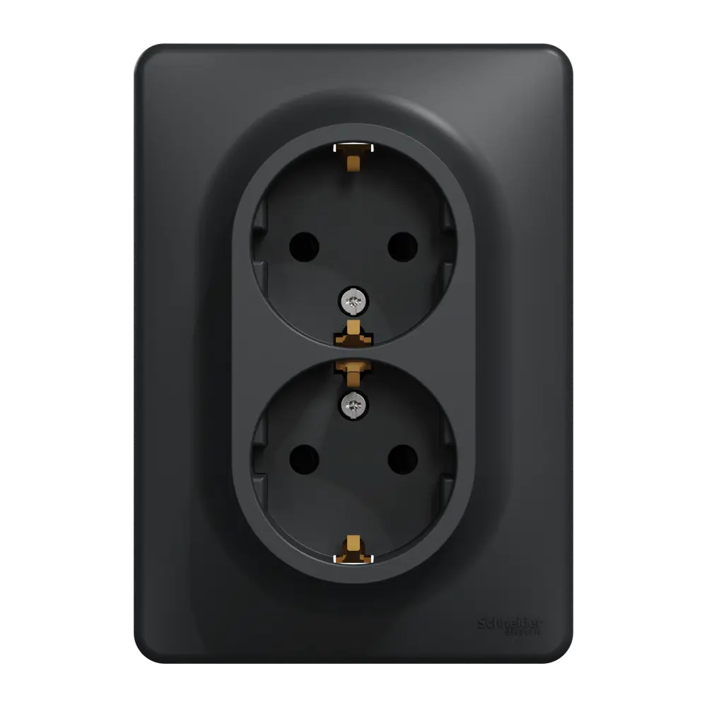 Розетка двойная встраиваемая Systeme Electric Sedna Design с заземлением, цвет антрацит 84794310 STLM-2153035