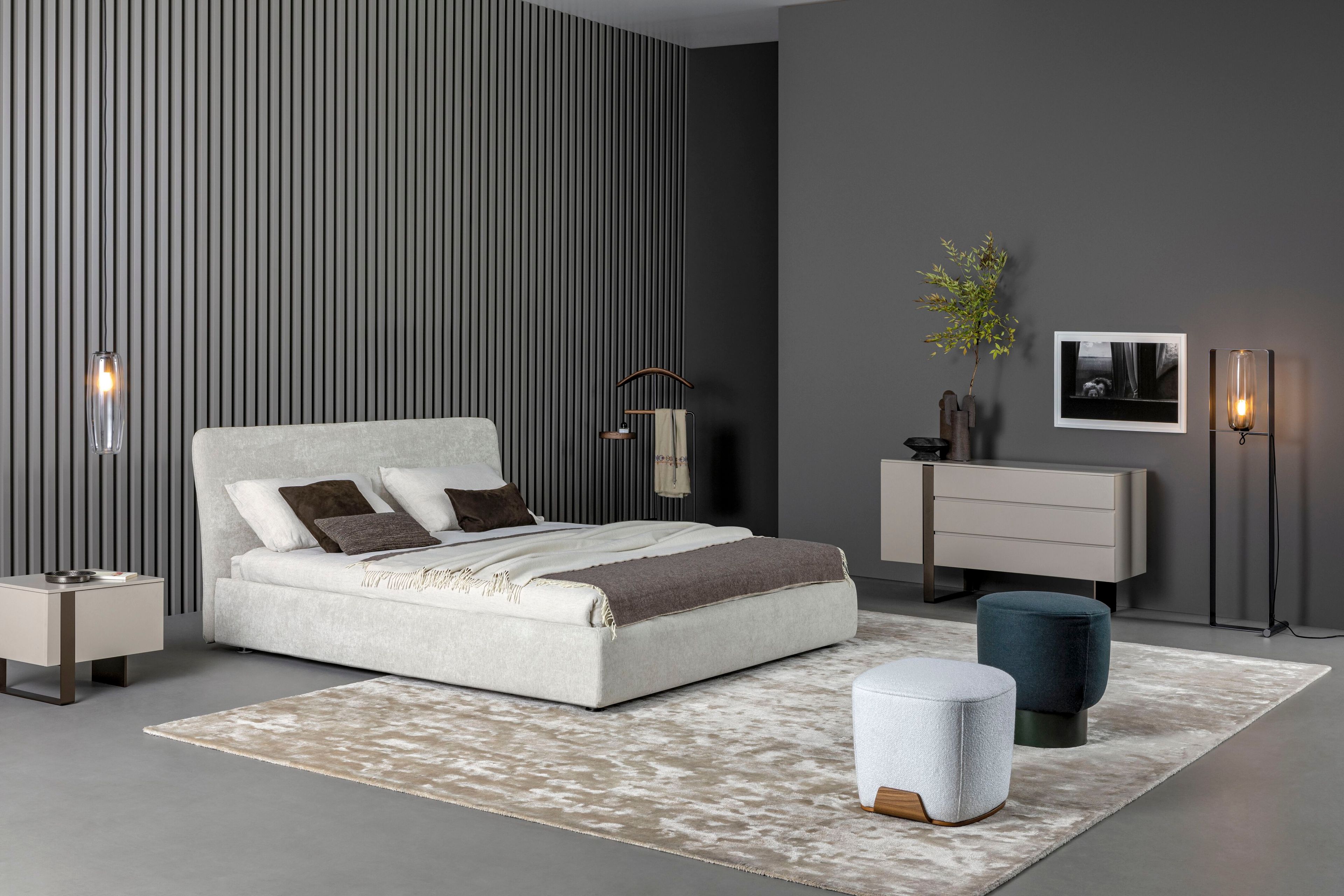 Двуспальная кровать из ткани с мягким изголовьем BONALDO TONIGHT ARCH-00050730 - Вид №13