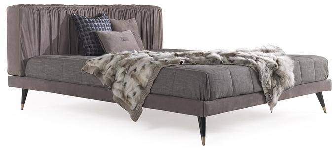 Gianfranco Ferré Home Кожаная кровать King size с мягким изголовьем Highlander Hig.312.a - Вид №1