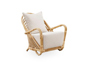 Кресло из ротанга и ткани с подлокотниками