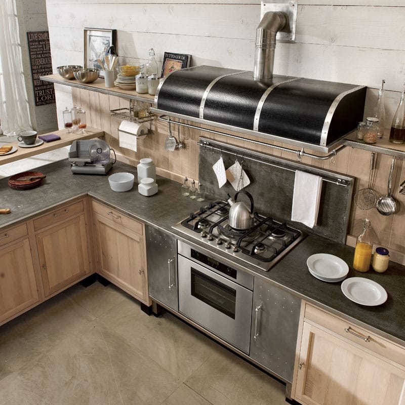 Встроенная кухня из массива дерева с полуостровом Marchi Cucine ARCH-00003163 - Вид №1