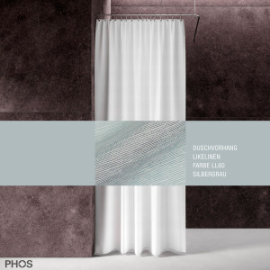 DV-LIKEL200-200-LL60 Занавеска для душа из льна, длина 200 см, ширина 200 см, серебристо-серая. PHOS