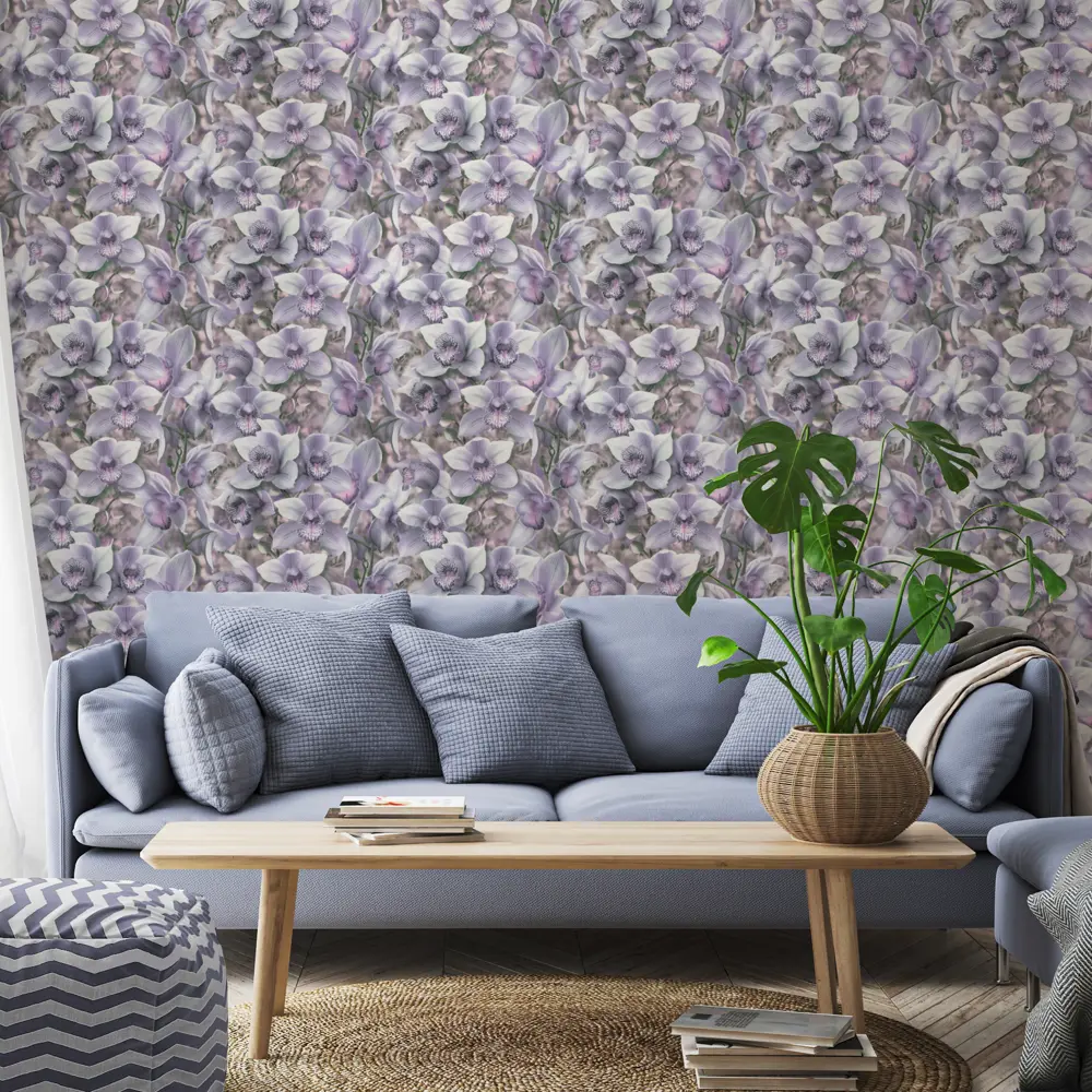 Обои флизелиновые Simple Orchidea сиреневые 1.06 м SP71836-65 Santreyd STLM-2114655 - Вид №2