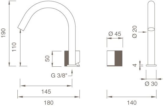 Ceadesign Смеситель на два отверстия с поворотным изливом Duet Det 10 - Вид №1