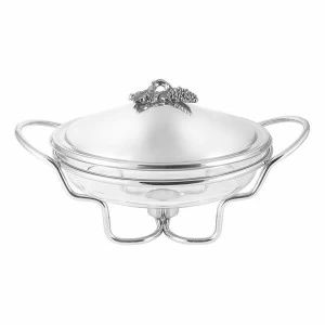 Блюдо стальное круглое с подогревом 2 л серебряное "Винтаж" REGENT ВИНТАЖ 00-3946390 Серебро