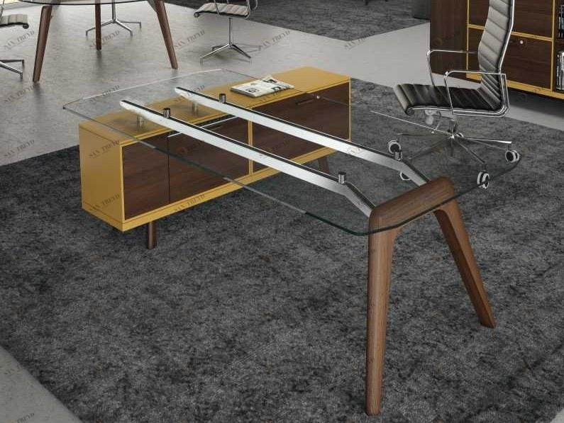 Bralco Рабочий стол из стекла со встроенной полкой Rail sun-id-1361862