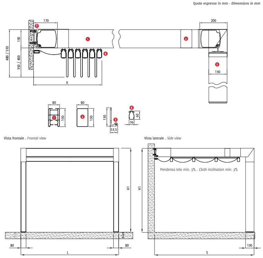 BT Group Пристенная пергола из ткани Pergostyle sun-id-1471285 - Вид №1