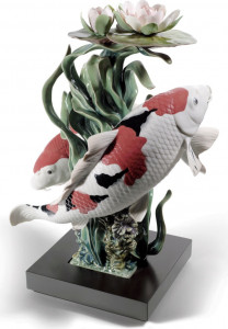 10669101 LLADRO Фигурка Lladro "Карпы Кои (Парчовые карпы)" 29х46см Фарфор
