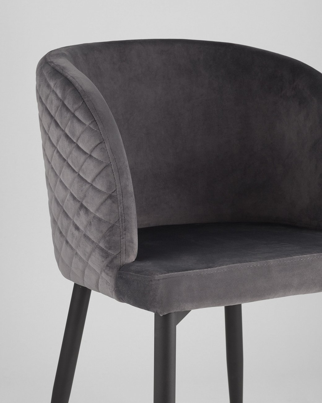 Стул с подлокотниками мягкий серый с черными металлическими ножками "Молли" STOOL GROUP ДИЗАЙНЕРСКИЕ 00-3881927 Серый  - Вид №5