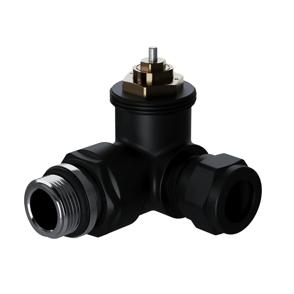 Термостатический комплект для радиатора трехосевой Royal Thermo Design Pro 1/2" латунь цвет черный 89423320 STLM-2058372  - Вид №2