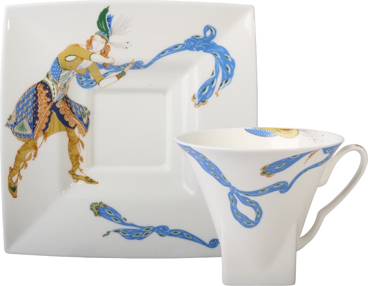 10597974 Императорский фарфоровый завод Чашка чайная с блюдцем "Индийский танец" "Петрополь" Фарфор костяной 