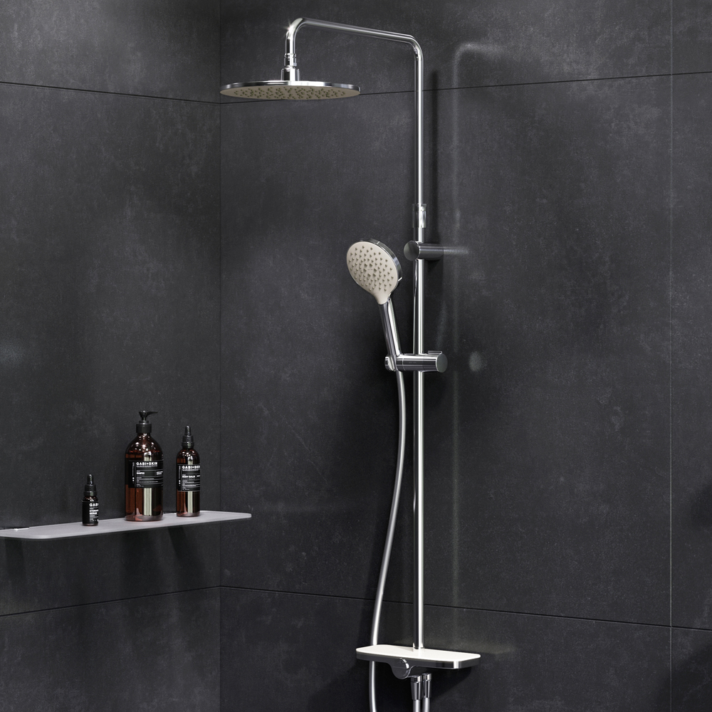 F0780200 душ.система: верхн.душ 250мм ручной душ 120 мм 3 функции душ.штанга 1030-1460 мм AM.PM Like