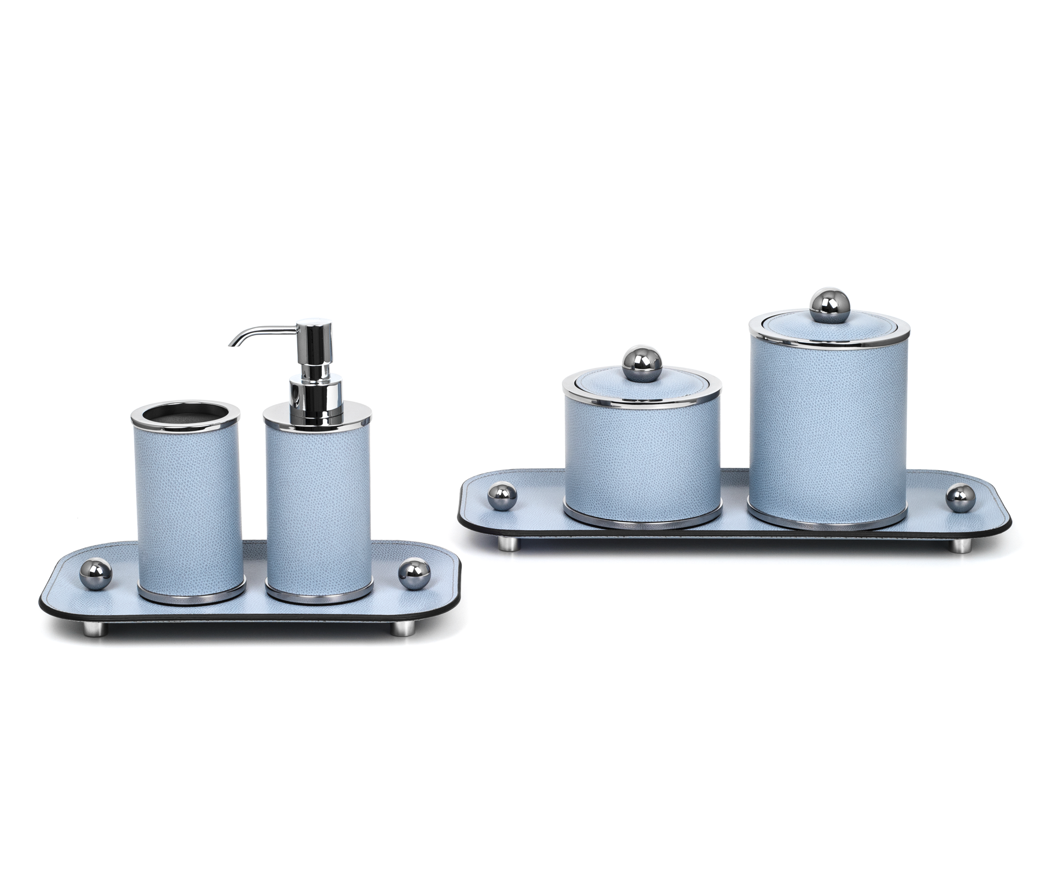 Держатель для ватных дисков Olimpia круглый - Ø 10,7XH11 см / металл-хром / тканая кожа_кофе Pinetti 00.1627.061.015 - Вид №3
