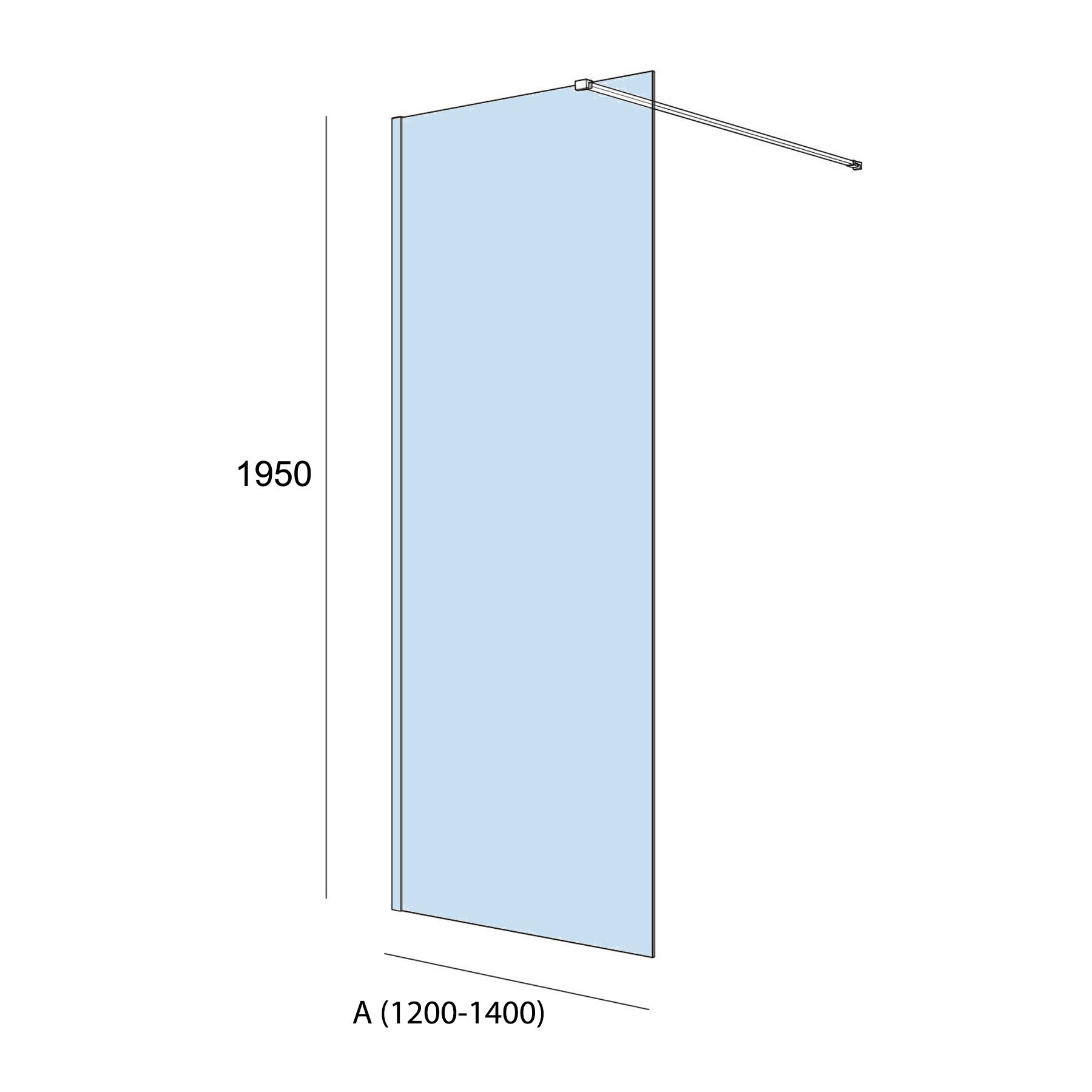 25652 SALGAR Душевая перегородка HEAVEN step-through с защитой от известкового налета Прозрачная 1200 - 1400 x 1950 мм - Вид №1