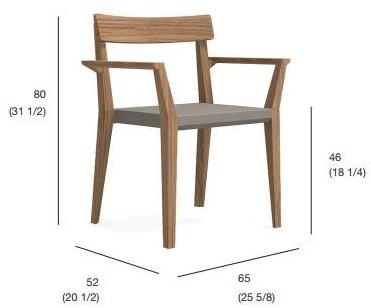 RODA Садовое кресло из тика и батылина® с подлокотниками Teka sun-id-1400288 - Вид №6