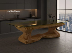 Прямоугольный стол из дерева и стекла