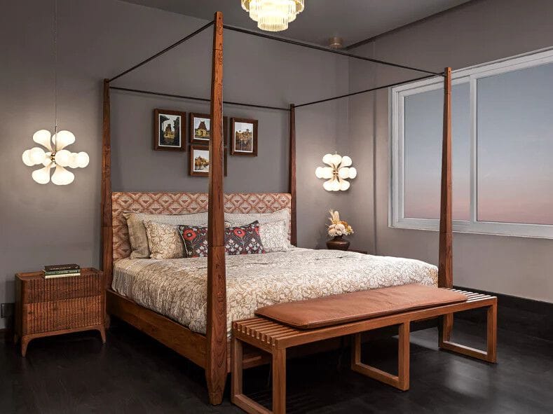 Двуспальная кровать из тикового дерева с балдахином Alankaram DRITTO ARCH-00006004 - Вид №1