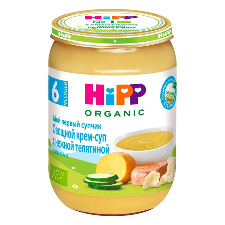 Крем-суп овощной с нежной телятиной с 6 месяцев HiPP 190 г Santreyd 15718