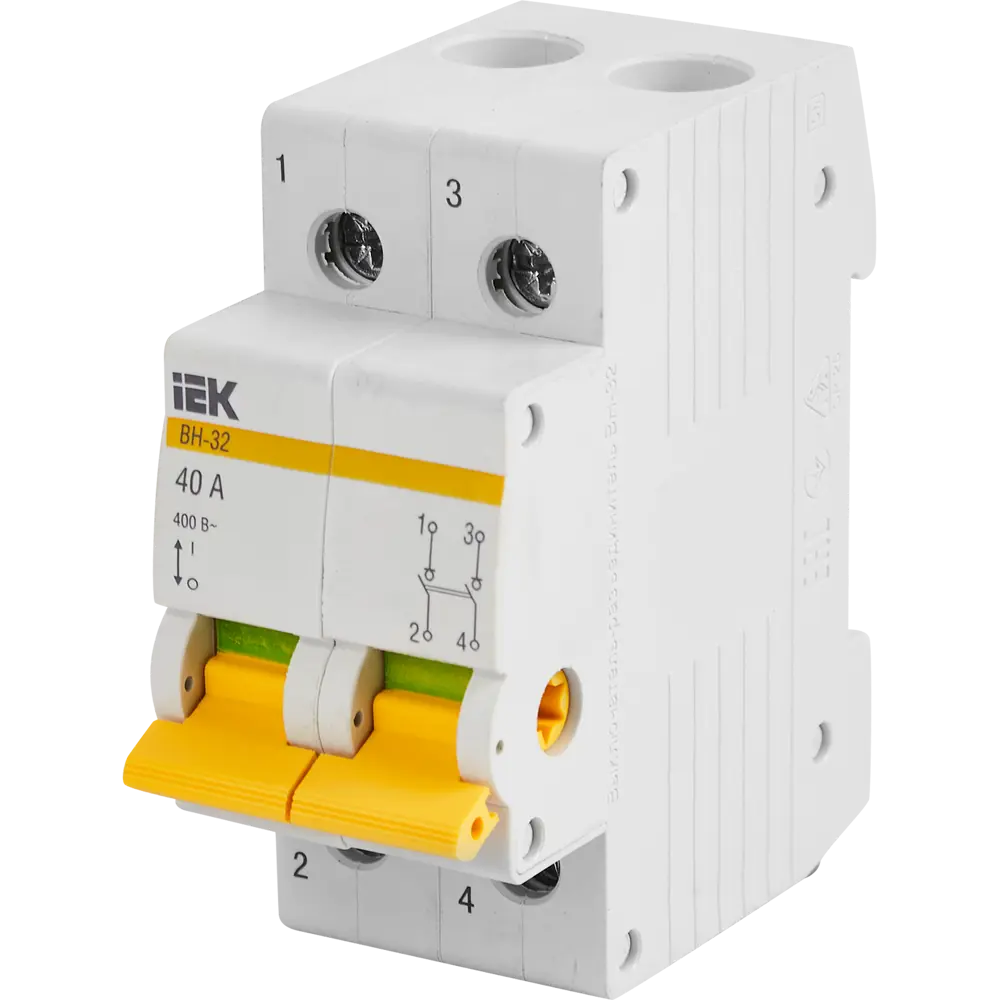 Выключатель нагрузки IEK ВН-32 2-полюсный 40А с защитой от КЗ 82207939 STLM-0022010