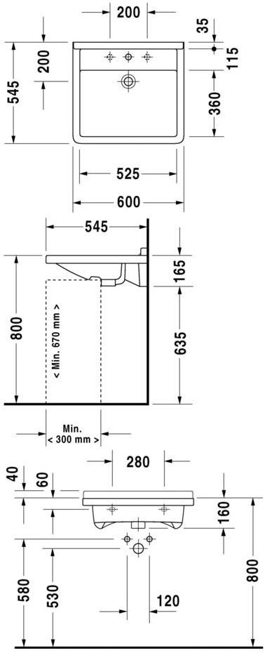 030960 Подвесная раковина настенная овальная Duravit Starck 3 белая - Вид №1