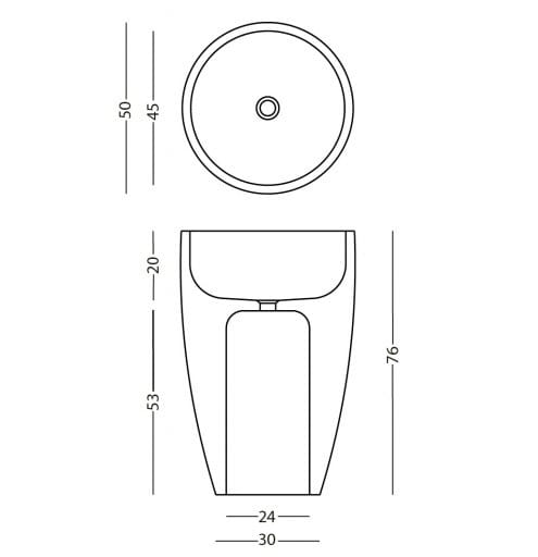 Круглый отдельно стоящий умывальник из камня Лечче PIMAR L11 ARCH-00108062 - Вид №2