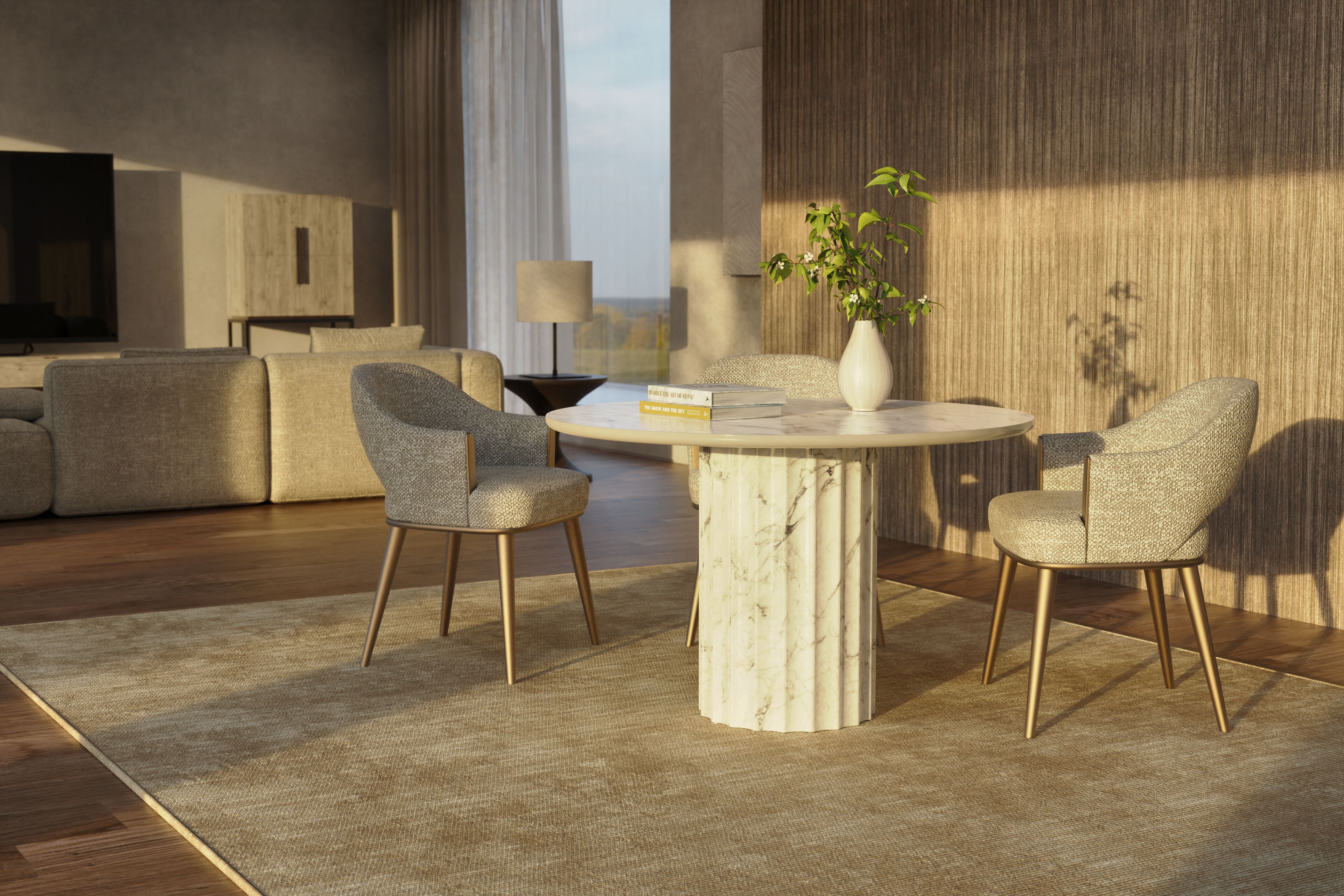 Круглый обеденный стол из стекловолокна GANSK ROMA ARCH-00106813 - Вид №2