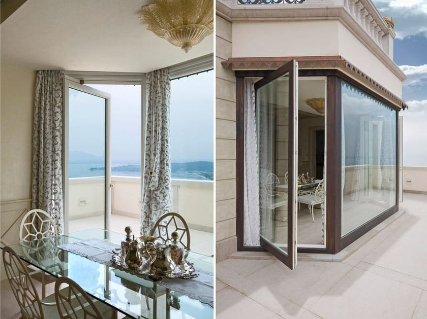 Алюминиевое и деревянное парящее окно Capoferri Serramenti SA91 ARCH-00074761