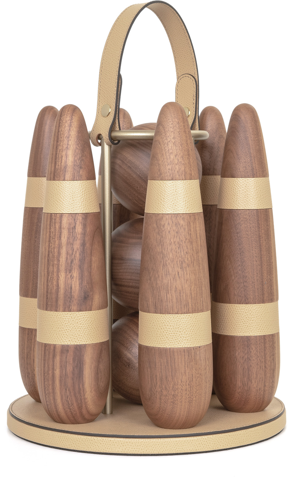 Набор для боулинга - Ø 22XH35 см / зернистая кожа_петроль-синий