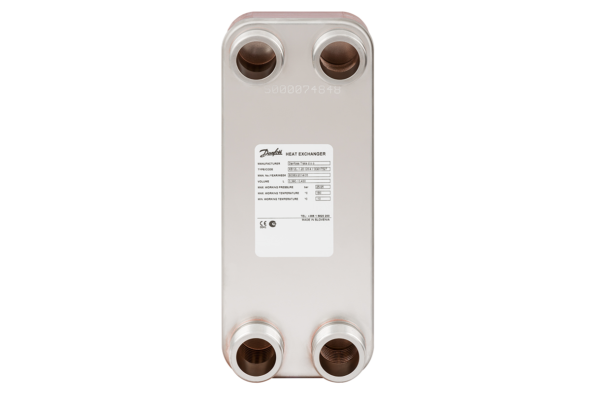 Danfoss Паяный пластинчатый теплообменник одноходовой серии XB12L-2 XB12L-2-30/30 PN25 Паяный ТО G1 004H7612  - Вид №1