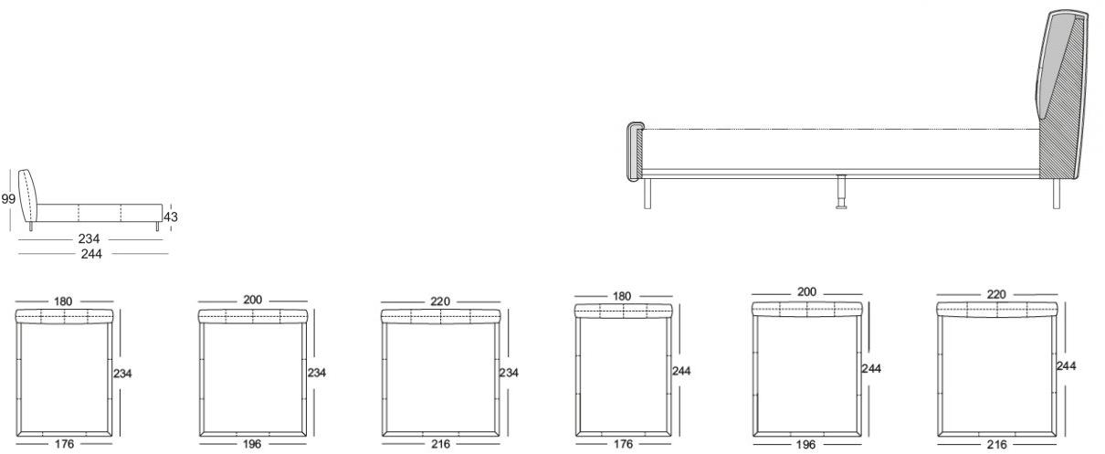 Rolf Benz Двуспальная кровать из кожи с обитым изголовьем sun-id-1423882 - Вид №3